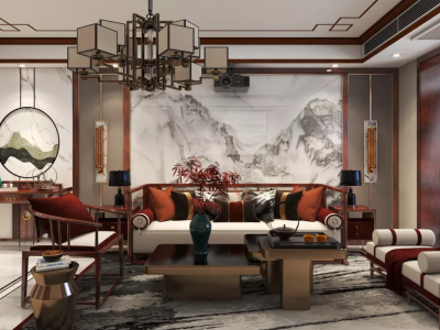 黔龙1号140平四房两厅新中式风格