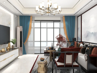 和谐家苑121平三房两厅新中式风格