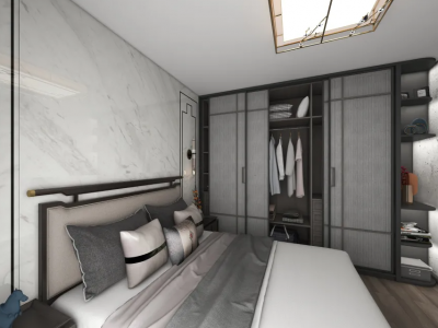 滨海橙里80平新中式风格三居装修案例