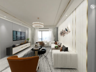 江宁区椰树座90平二居室轻奢风格装修案例