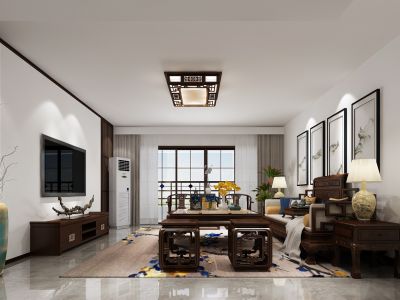 禹洲大学城160平中式风格四居装修案例