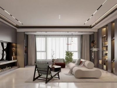 国仕山后现代风格146平三居装修案例