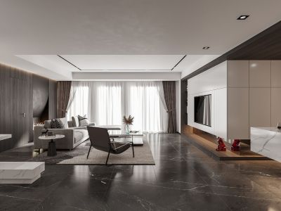 东南智汇城现代轻奢风格160平三居装修案例