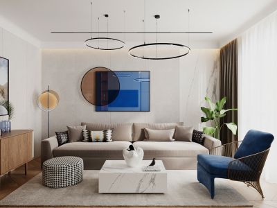 北湖缔景102平现代风格三居室装修案例