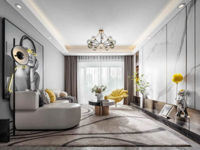 新华联铂悦府97平方三居室现代装修案例