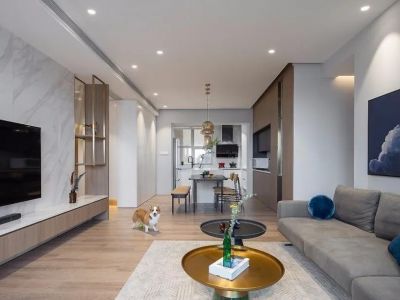 鸿基湖畔新城107平现代简约三居装修案例