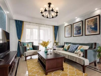 城市之光104㎡三居室美式风格装修案例