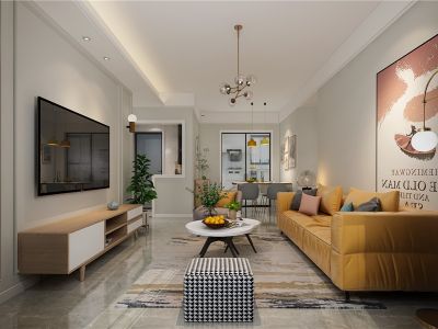 玉兰公馆90平三居室北欧风格装修案例