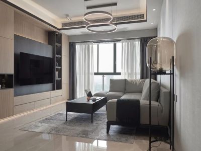 富力阅山湖100平米现代简约三居室装修案例