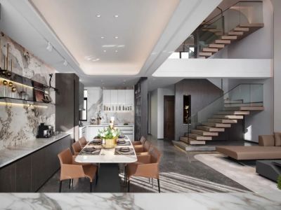 国祯棕榈岛别墅285平现代风别墅装修案例