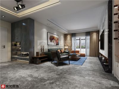 华伦港湾122平三居室现代风格装修案例