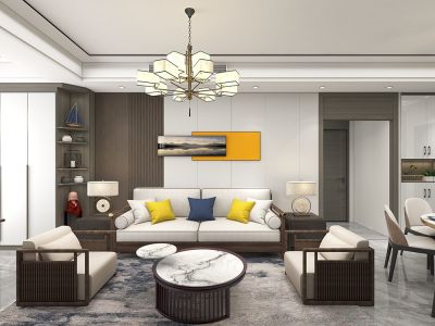 官山翰林102平三居室新中式风格装修案例