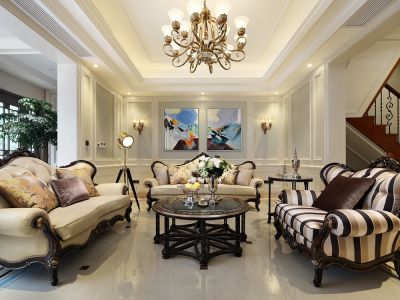 华强城赛纳丽城108平三居室欧式风格装修案例