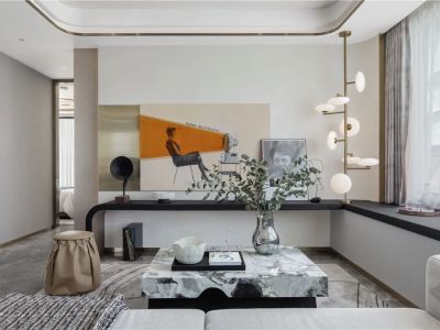 绿景水岸126平三居室现代轻奢装修案例