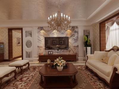 清水湾花园272平欧式风格装修案例