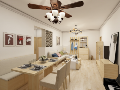 蓝天尚东区一二期60平简约风格装修案例