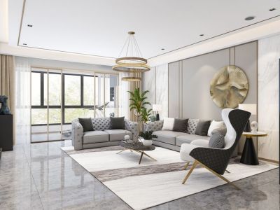 君临华府轻奢风格153平米三居室装修案例