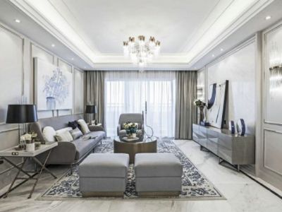 绿地观天下130㎡三居室混搭风格装修案例