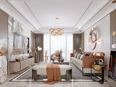 中达宜居荷苑100㎡二居室现代轻奢装修案例