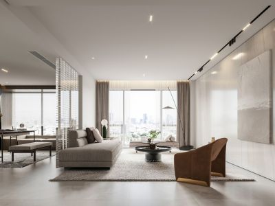 万象世纪125㎡三居室现代轻奢装修案例