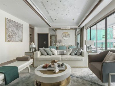 巴黎名城新中式风格117平米三室两厅装修案例