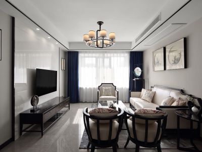 冠泰水晶城100平新中式风装修案例