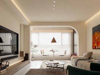 中环国际城北区简约风格122平三居室装修案例