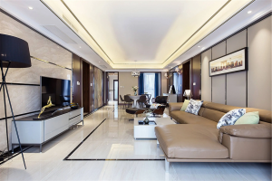 [东莞居众装饰]时尚客厅瓷砖造型