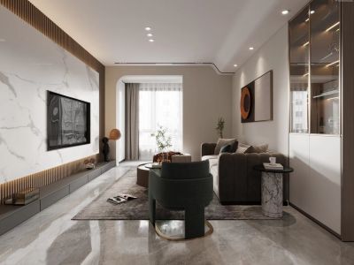 天祥广场现代风格110平米三居室装修案例