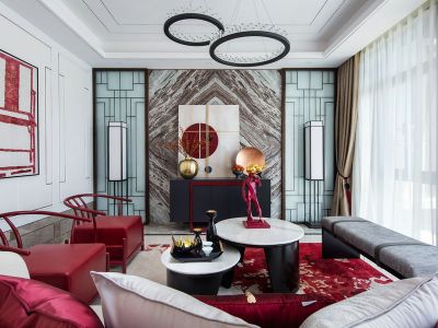 东方庭院桃花源220平新中式风装修案例