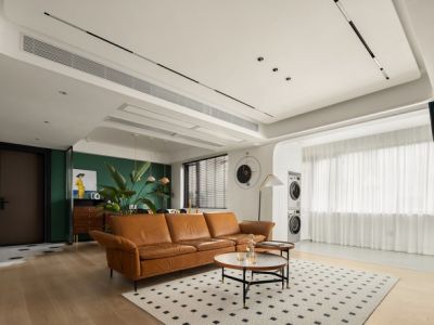 北宸阳光现代复古风格122平米三居室装修案例