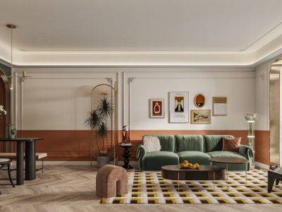 三溪酒城中心118㎡三居室法式复古装修案例