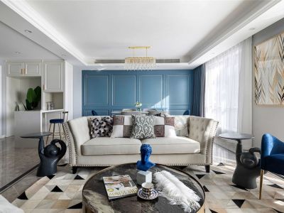 时代倾城132平法式风格三居室装修案例