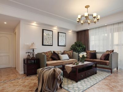 幸福里113平米复古美式三居装修案例