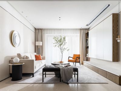 北辰三角洲112平简约风格三居室装修案例