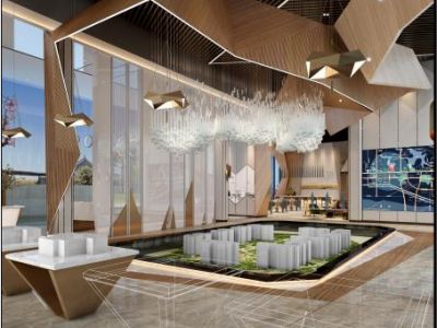 晶泽汐樾825平米售楼中心装修案例