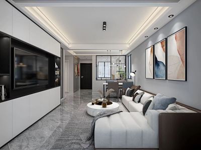 恒大雍河湾120㎡三居室现代风格装修案例