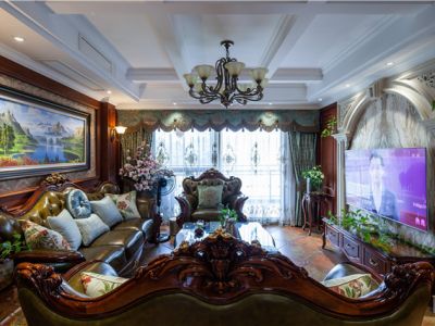 外滩一号100m?三居室美式风格装修案例