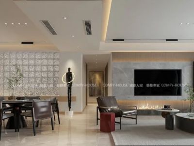 中央悦府190㎡现代轻奢风格五居室装修案例