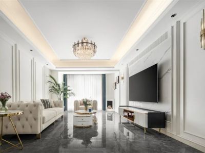 松南城新晟宝邸104㎡三居室轻奢风装修案例