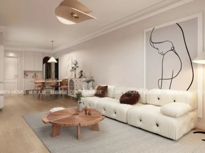 菏泽中心120㎡简约奶油风三居室装修案例