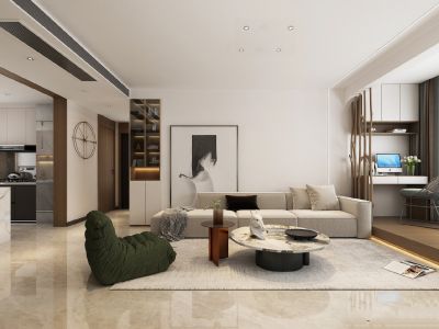 昆仑御125平三居室现代风格装修案例