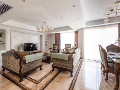 绿韵二期125平三居室美式风格装修案例