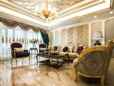 融创滨湖印简欧风格115平米三室两厅装修案例