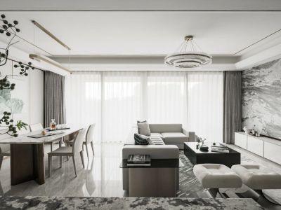 君临华府135平现代风格三居室装修案例