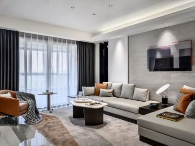 万方新都会广场126平三居室现代轻奢装修案例