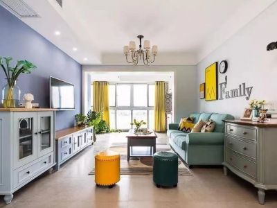 北滨苑113㎡三居室美式风格装修案例