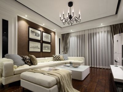 御景湾简约美式风格138平米三居室装修案例