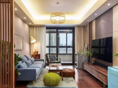 山钢铭著现代风格92平米二居室装修案例