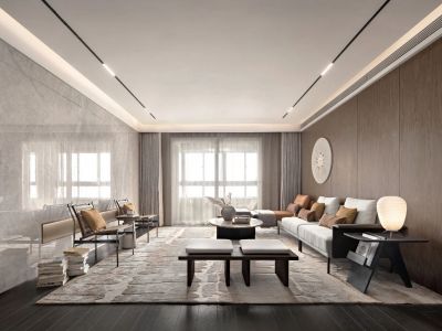 自在澜湾141平新中式风格三居室装修案例